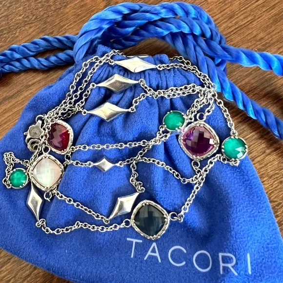 TACORI Multi-Colored Gem ‘City Lights Collection’ Long Necklace in 92.5 & 18K - Picture 3 of 15